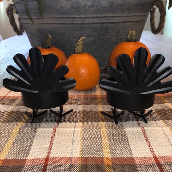 Set of 2 Standing Turkey Candle Holders - Picture 4 of 10